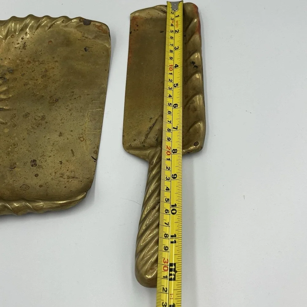 Brass Silent Butler Set Vintage Scooper Pan And‎ Scraper Patina Old Unique